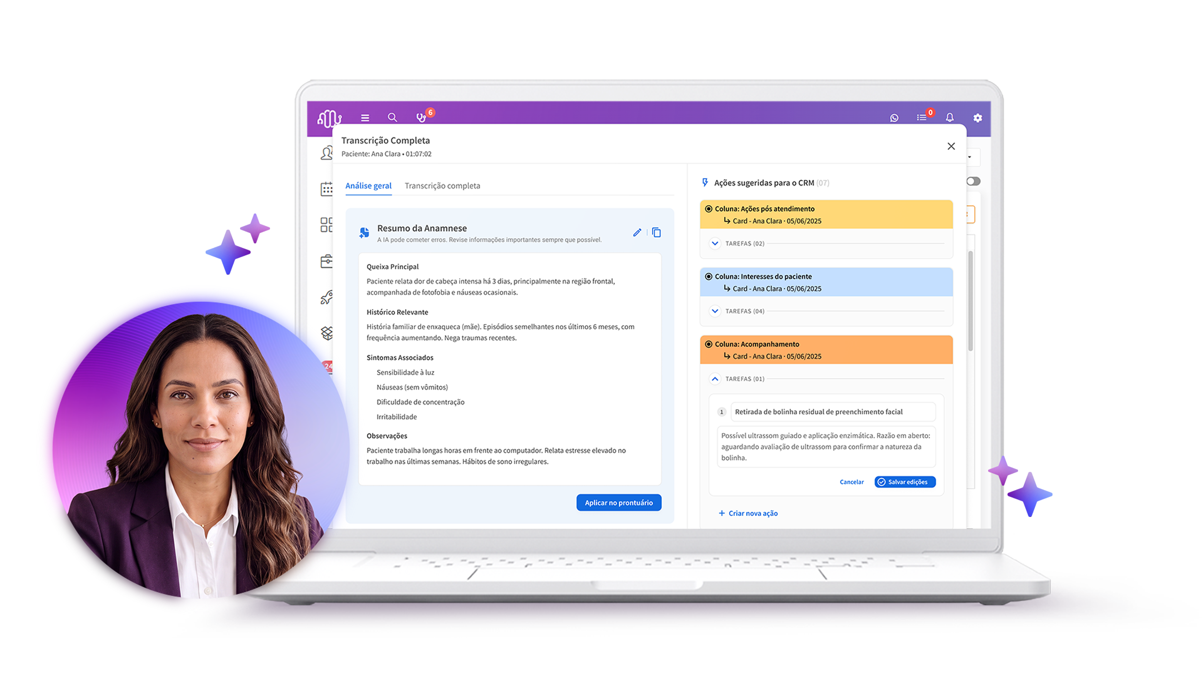 Helô transcreve a consulta e preenche o prontuário automaticamente no GestãoDS