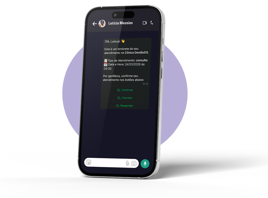 Tela mobile do ChatGDS com automação de WhatsApp da GestãoDS