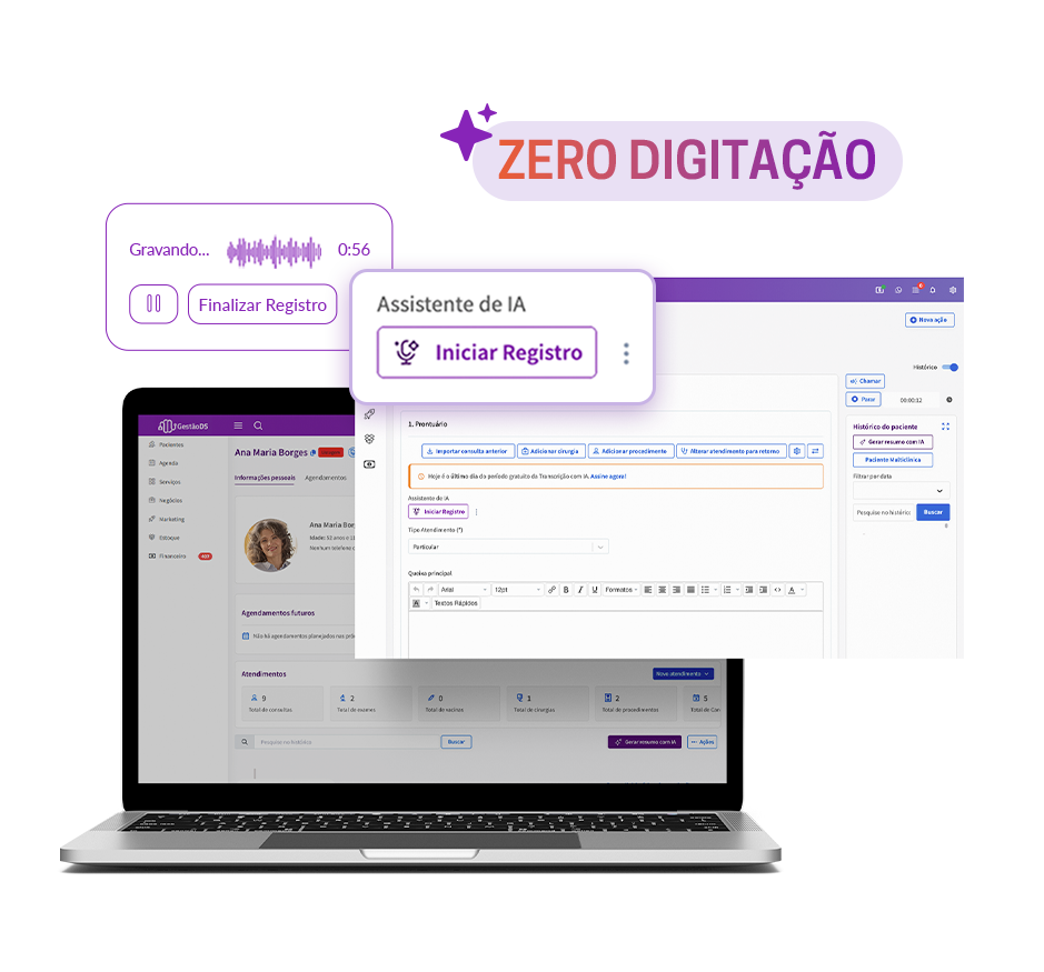 Mockup da funcionalidade de Inteligência Artificial da GestãoDS